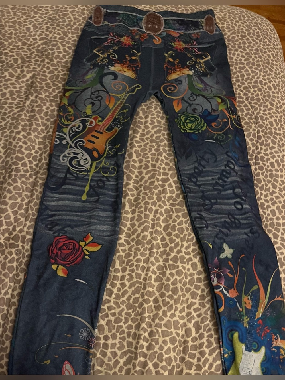 Skinny Stretch Leggings in Blue & Multicolor -  Brand New